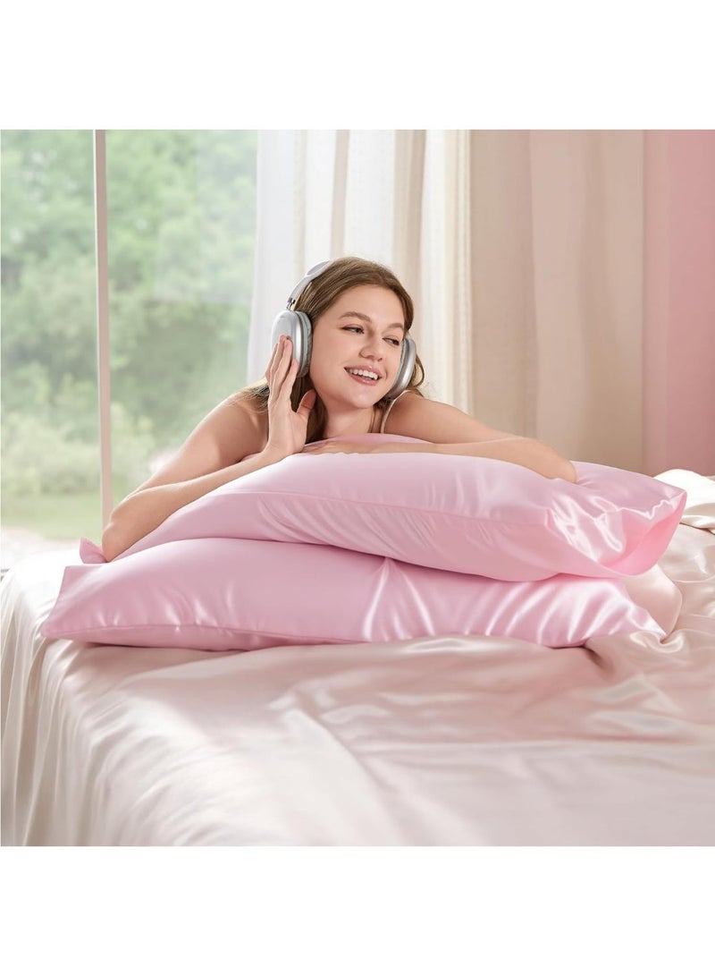 2-Pack Luxurious Mulberry Silk Pillowcases, 25 Momme Satin Weave, Hypoallergenic Solid Color Envelope Closure, Hand Wash Only, Designed for Hair and Skin,120-140gsm - Image 4